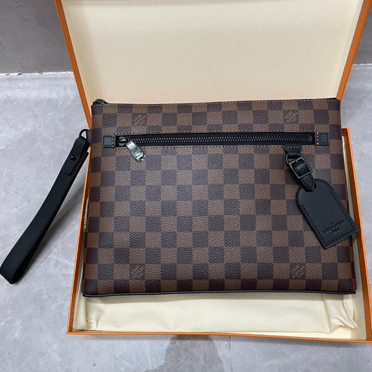 Louis Vuitton Damier Ebene Kasai Clutch - Brown Coated Canvas Men's Pouch