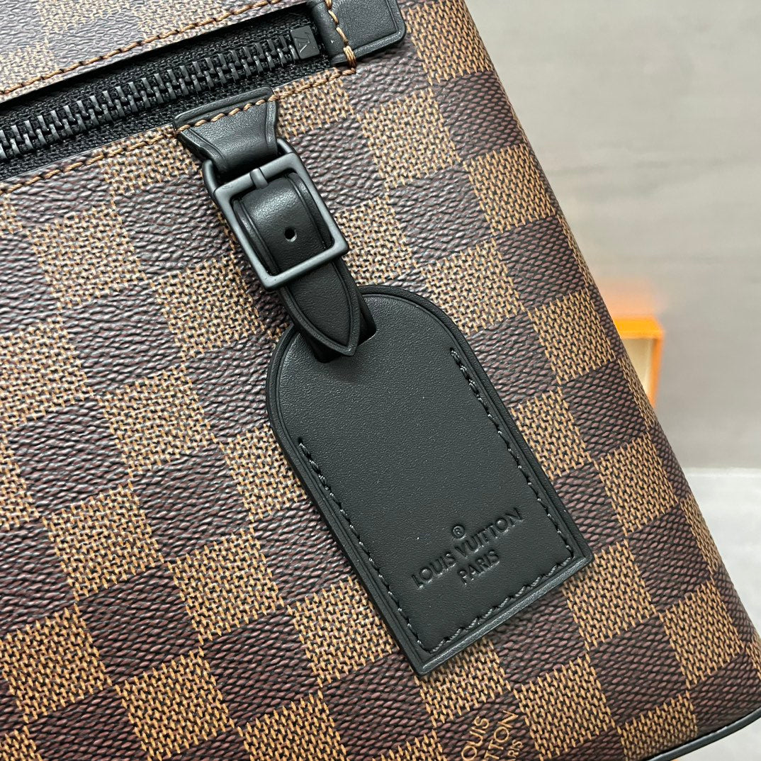Louis Vuitton Damier Ebene Kasai Clutch - Brown Coated Canvas Men's Pouch