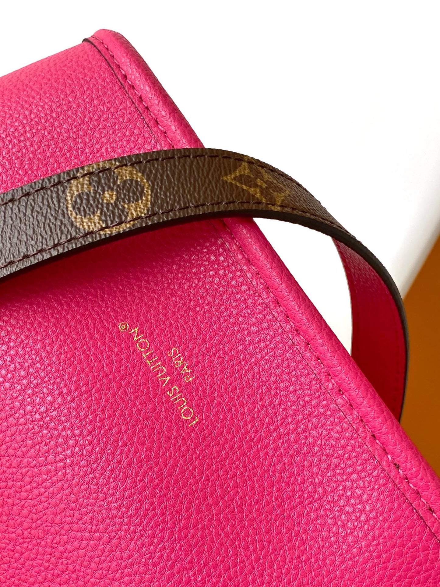 Louis Vuitton Nano Bucket Monogram Canvas with Fuchsia Pink Leather Trim
