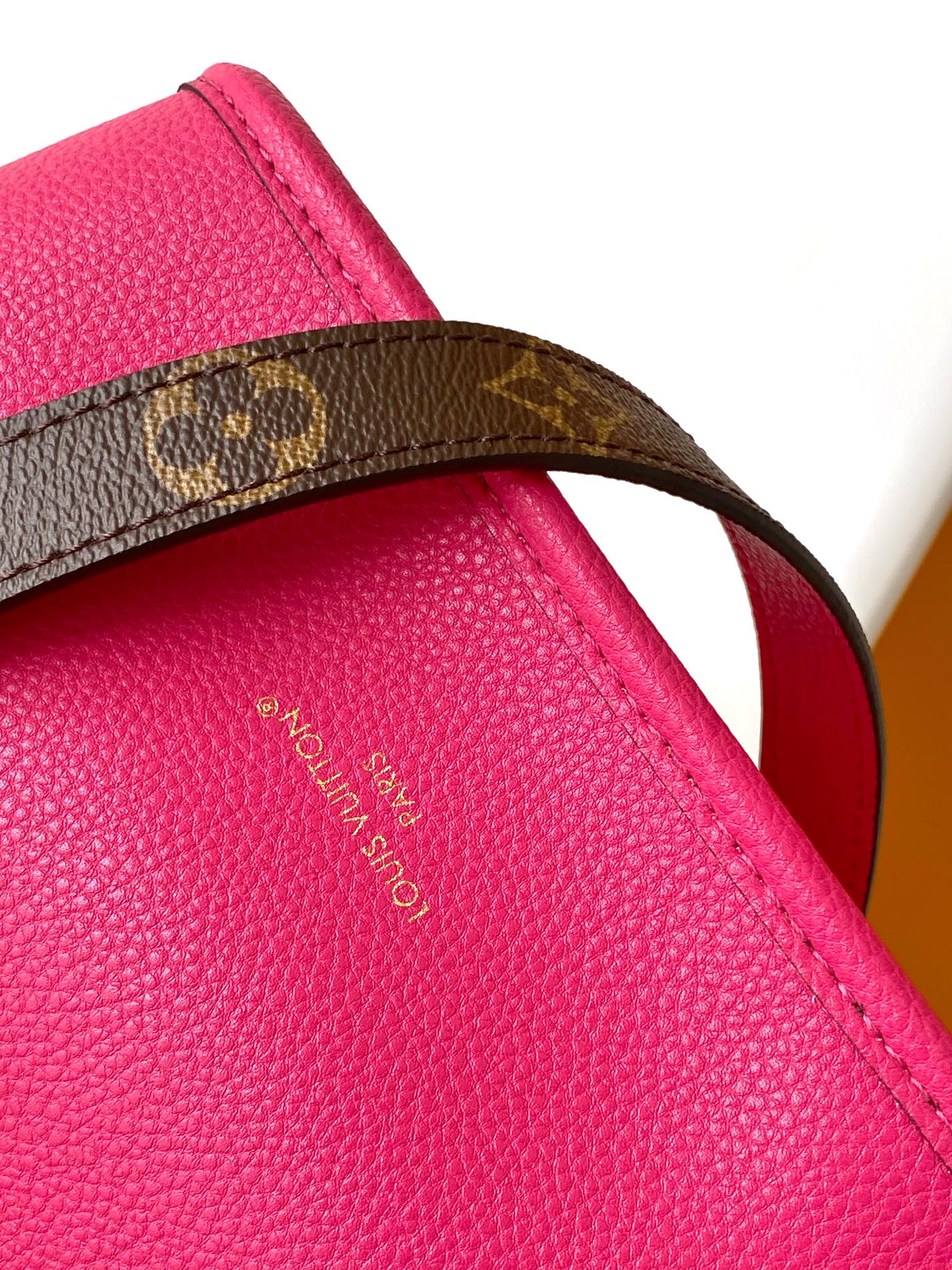 Louis Vuitton Nano Bucket Monogram Canvas with Fuchsia Pink Leather Trim