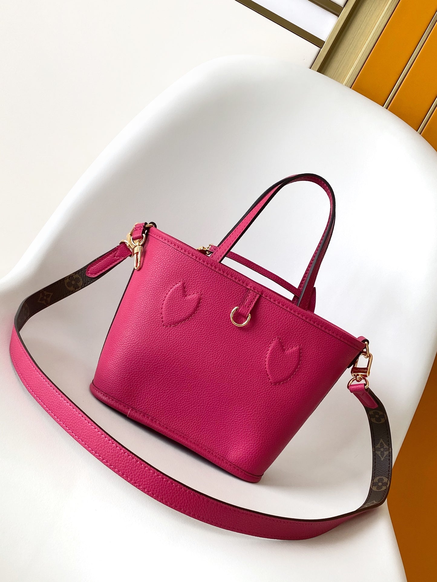Louis Vuitton Nano Bucket Monogram Canvas with Fuchsia Pink Leather Trim