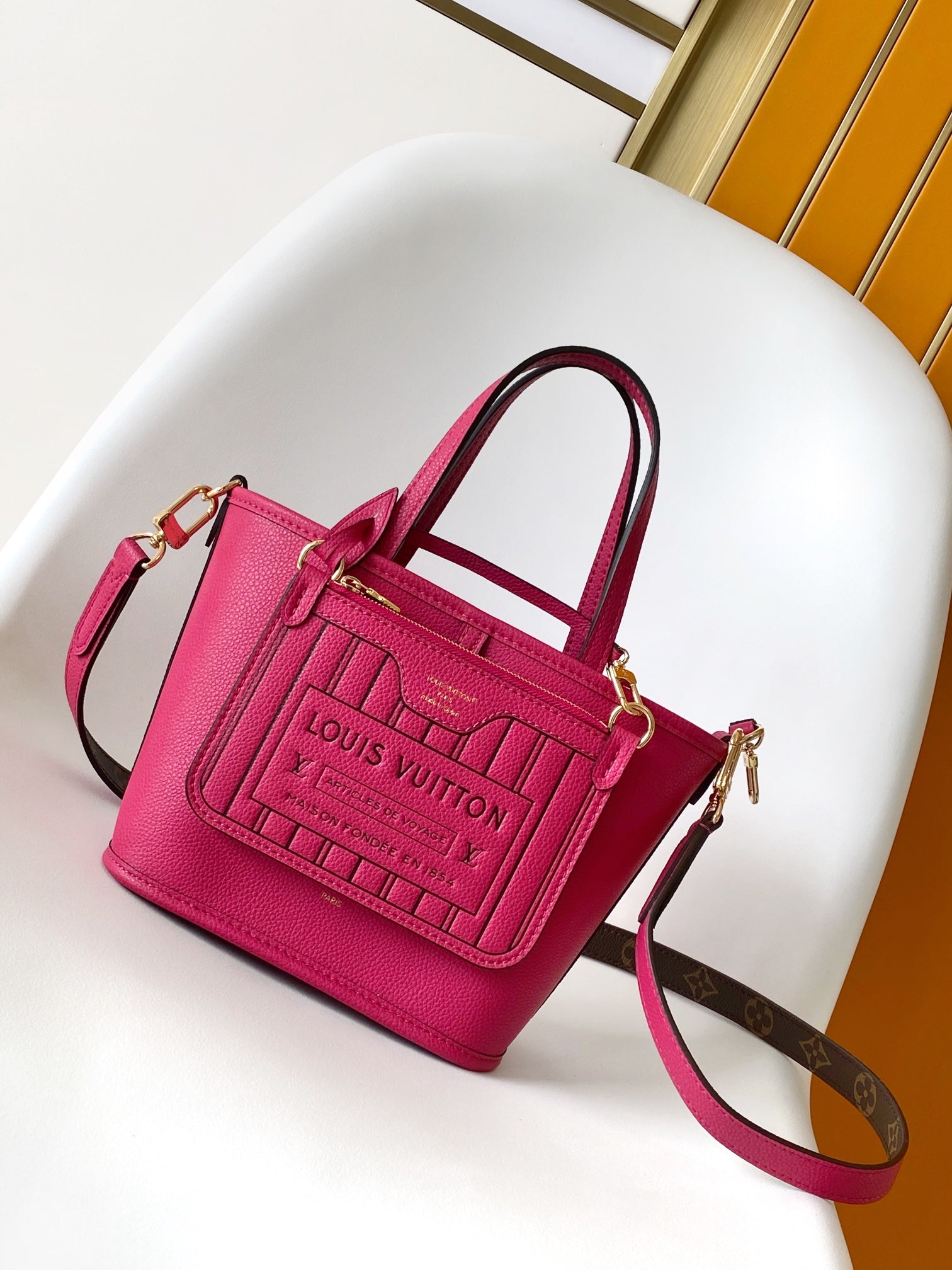 Louis Vuitton Nano Bucket Monogram Canvas with Fuchsia Pink Leather Trim