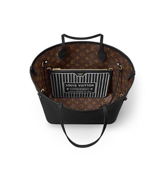 Louis Vuitton Neverfull MM Monogram Empreinte Leather Tote Bag - Black