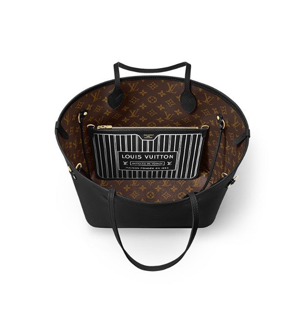 Louis Vuitton Neverfull MM Monogram Empreinte Leather Tote Bag - Black