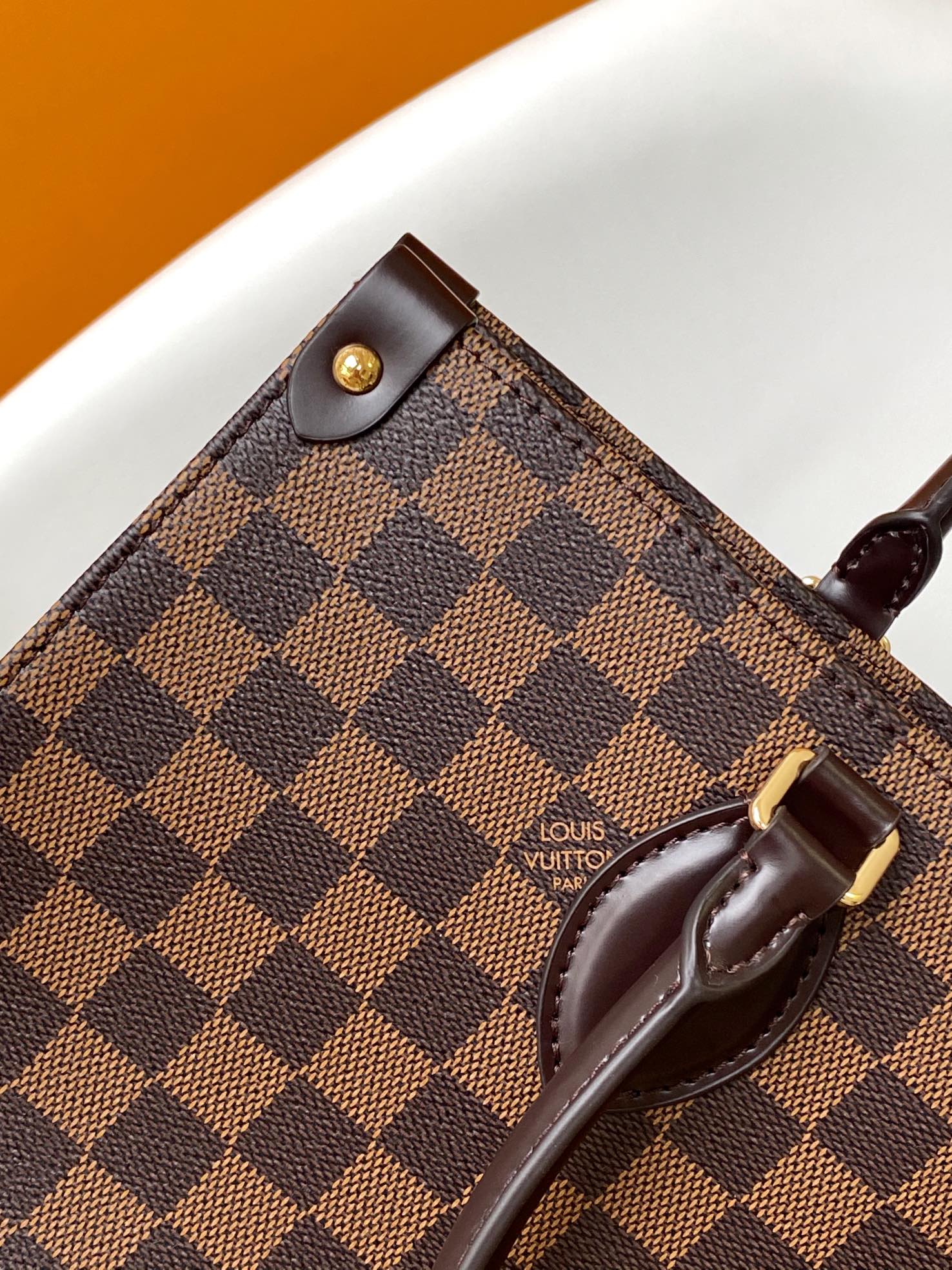 Classic Brown Checkered Tote Bag - Elegant Women's Handbag with Dual Handles