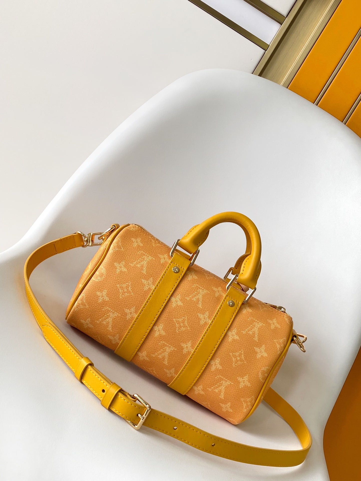 Louis Vuitton Keepall Bandoulière 25 Yellow Monogram Bag Pharrell Williams Collection