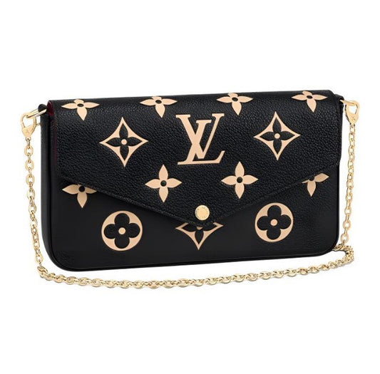 Louis Vuitton Félicie Pochette Bicolor Monogram Empreinte Leather Bag