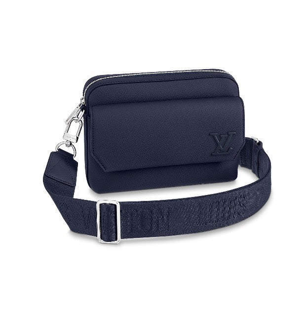Louis Vuitton Men's Aero Messenger Crossbody Bag - Navy Blue Taurillon Leather