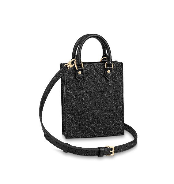 Louis Vuitton Petit Sac Plat Monogram Empreinte Leather Crossbody Bag - Black