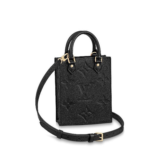 Louis Vuitton Petit Sac Plat Monogram Empreinte Leather Crossbody Bag - Black