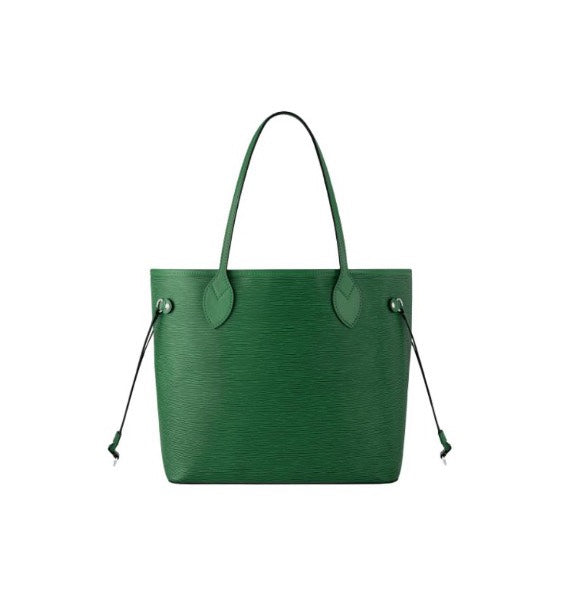 Emerald Green Textured Leather Tote Bag - Large Capacity Elegant Shoulder Handbag with Side Laces