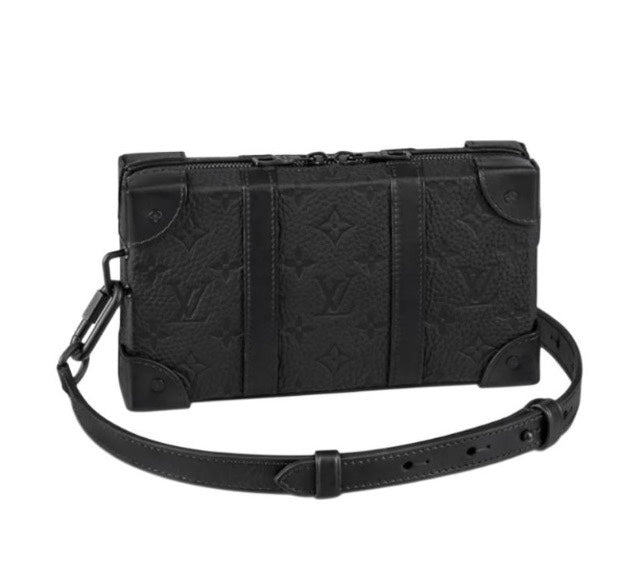 Louis Vuitton Matte Black Embossed Pattern Leather Trunk Crossbody Bag
