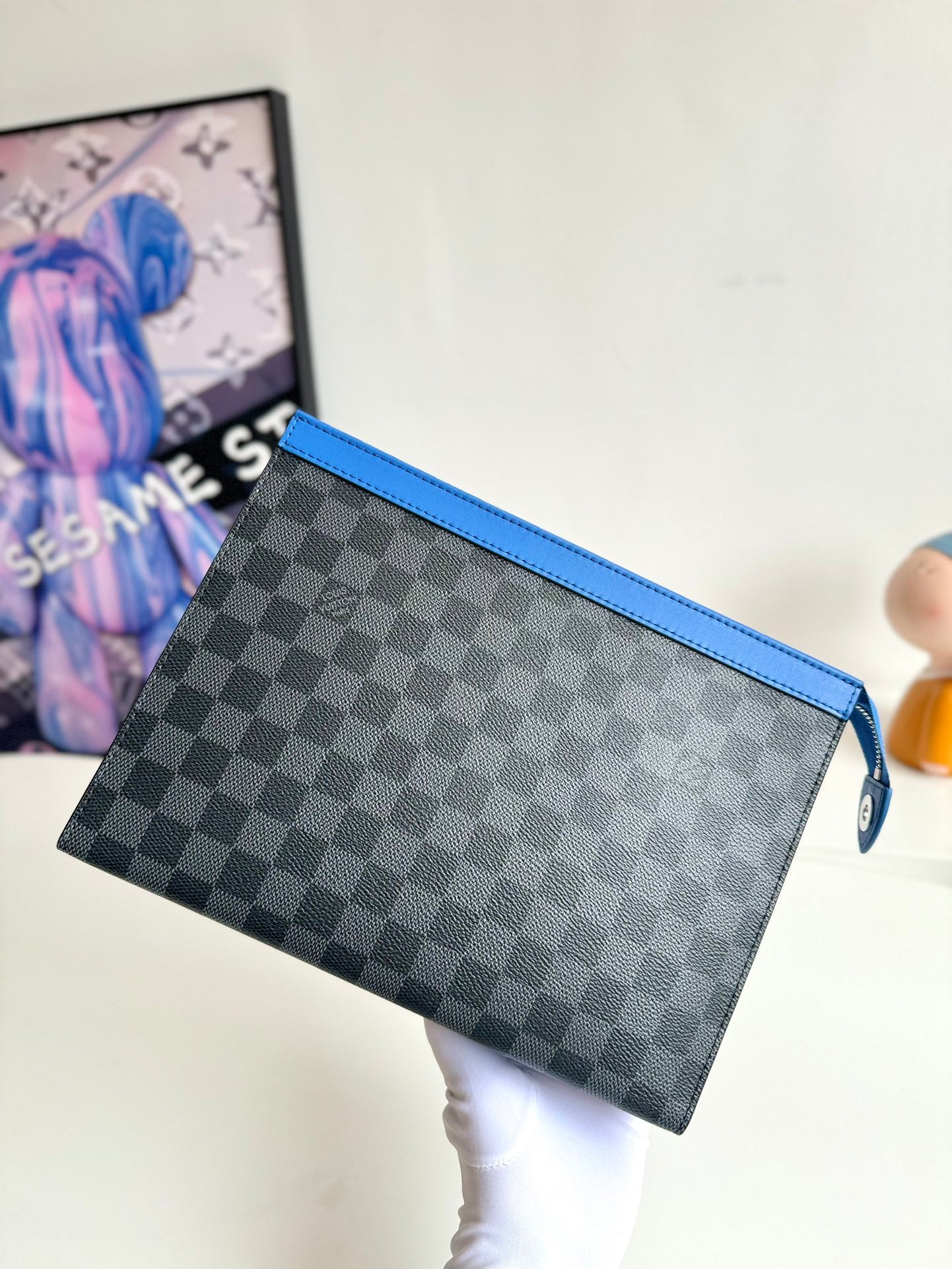 Louis Vuitton Damier Cobalt Pochette Jour GM Clutch Bag