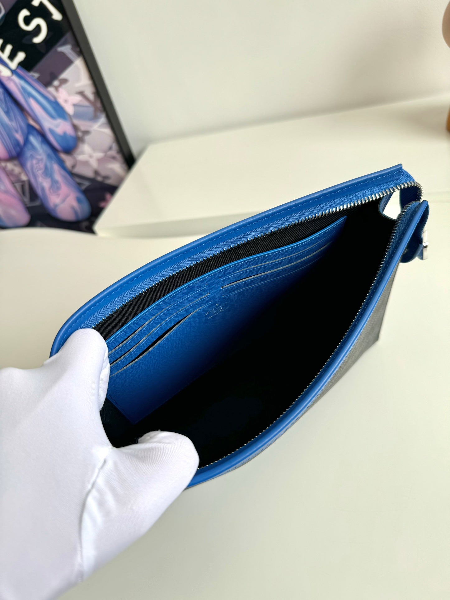 Louis Vuitton Damier Cobalt Pochette Jour GM Clutch Bag