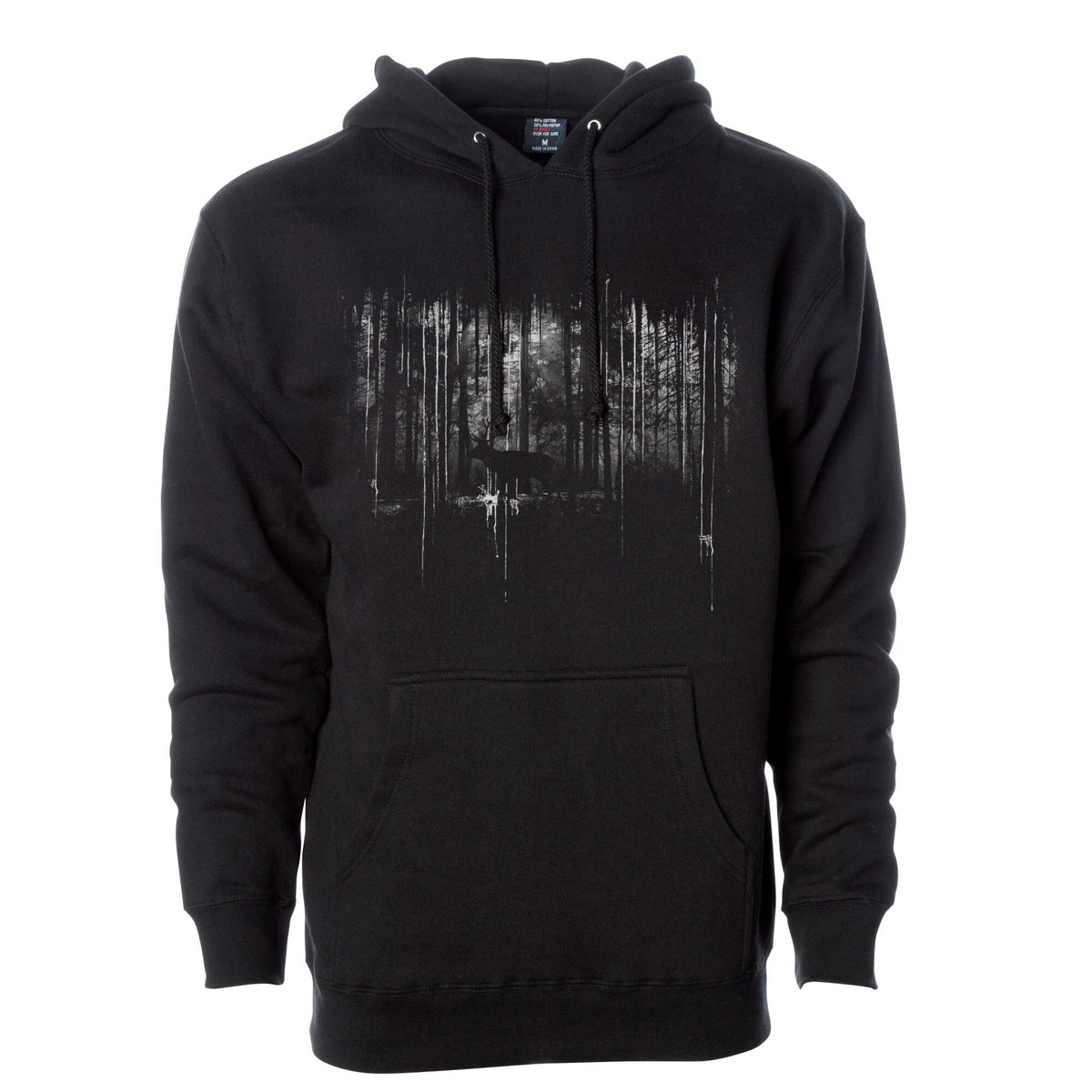 Forest Drip Mountain Nature Hoodie - Screen Printed Unisex Winter Sweatshirt for Outdoor Enthusiasts