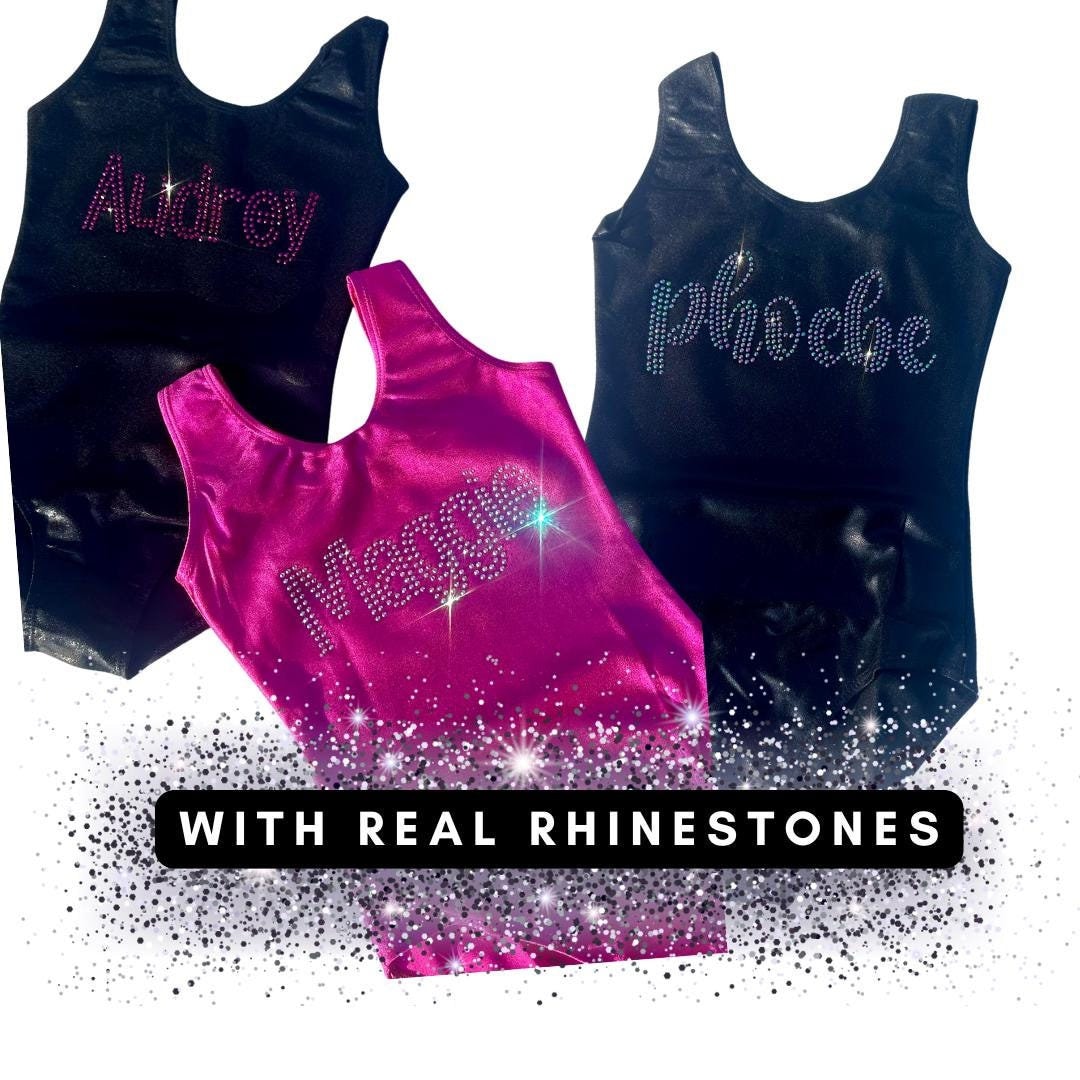 Girls Gymnastics Leotard With Customized Rhinestone Name