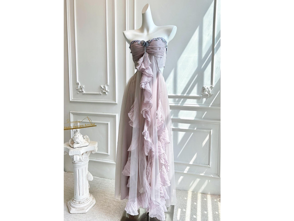 Handmade Embroidered Violet Dress