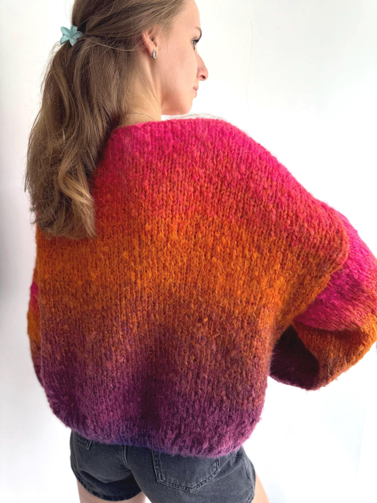 Colorful mohair sweater Multicolored mohair jacket Oversized sweater Chunky knit sweater Rainbow boat neck sweater Bright mohair pullover