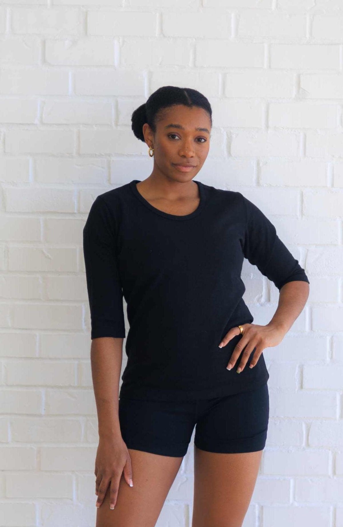 Hemp Cotton Shirt •Scoop Neck Top Women Sleeve Tee Organic Fabric Blouse• Boho Clothing Sustainable Earth Friendly Apparel Eco Classic Style