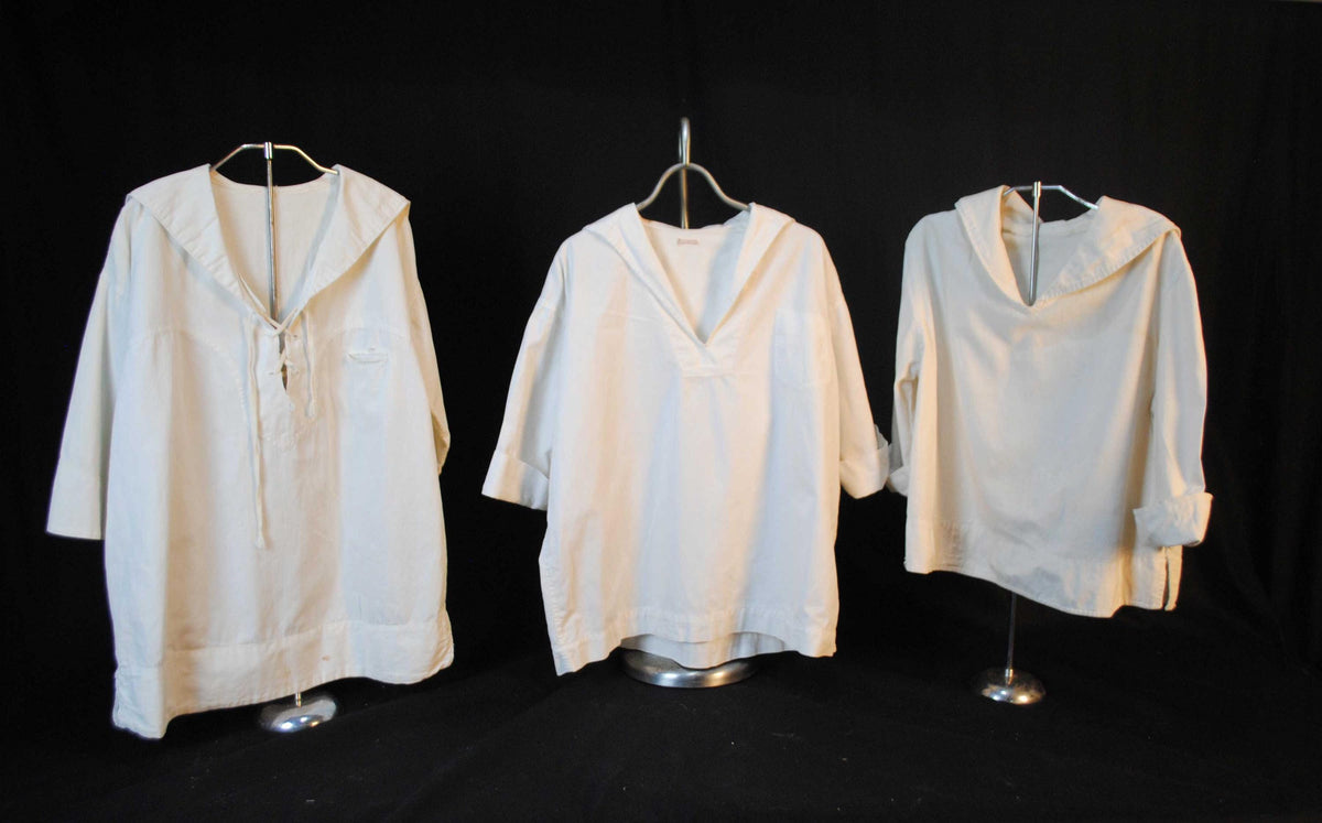 Three Cotton Ladies Sailor Blouses, 1920 To 1930