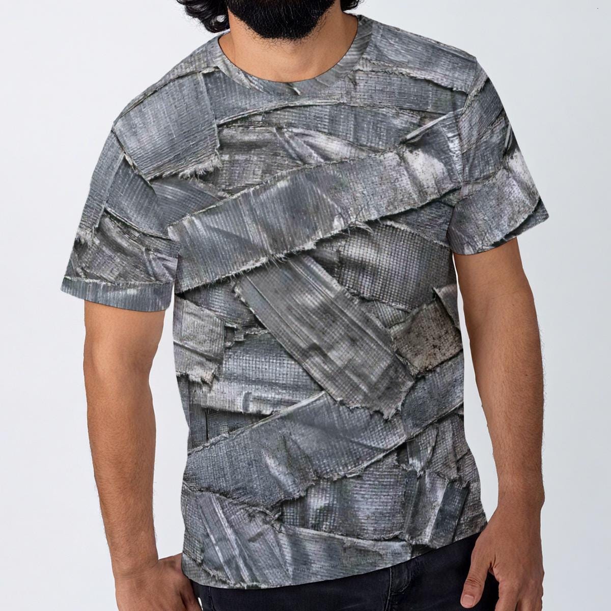 Silver Duct Tape Unisex Cotton T-Shirt, Punk Rock Goth Streetwear Tee Shirt, Gift for Fetishist