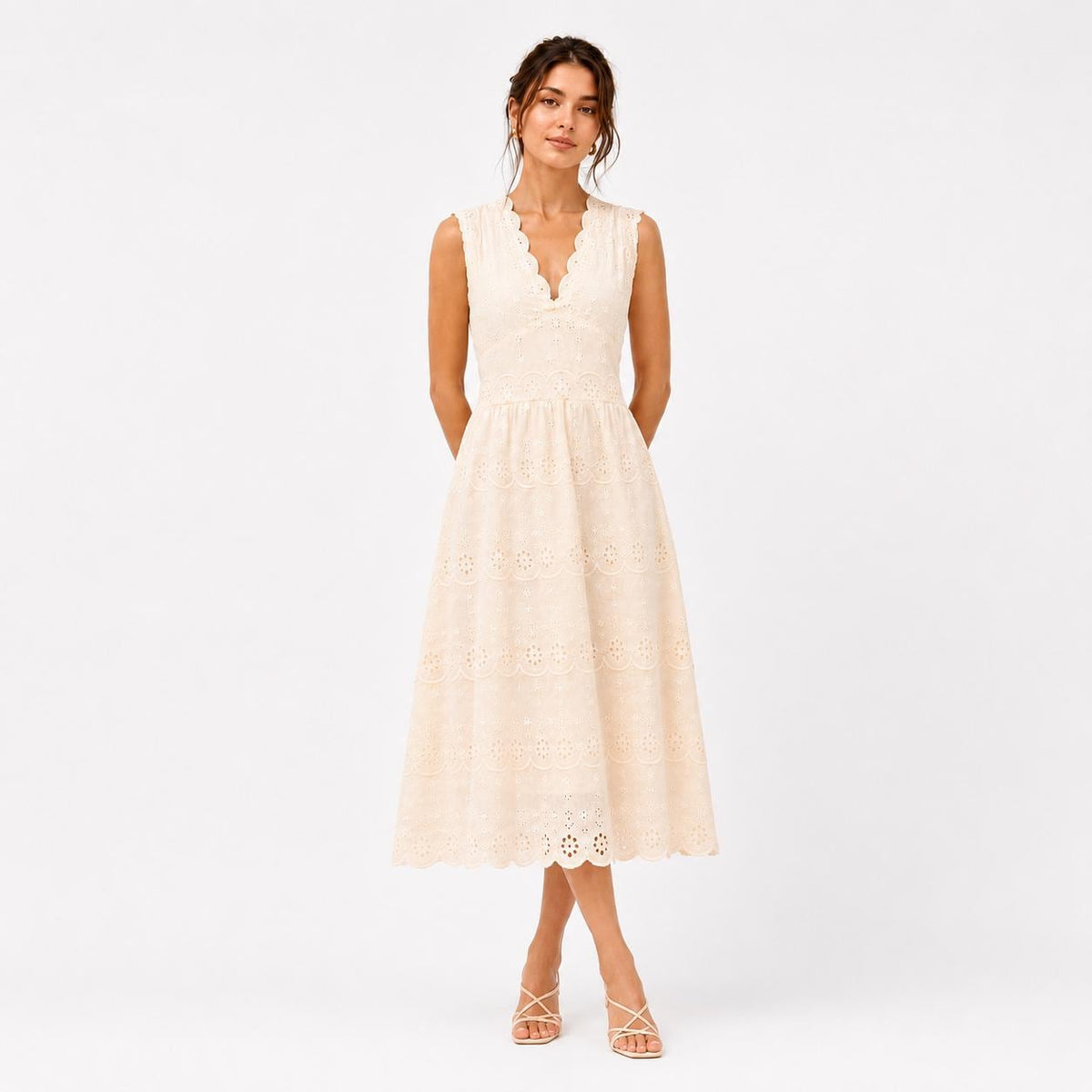 Luna Boho Dress – Handmade Linen Cotton Midi Dress for Women, Vintage Lace Cottagecore Summer Dress, Resort Wear