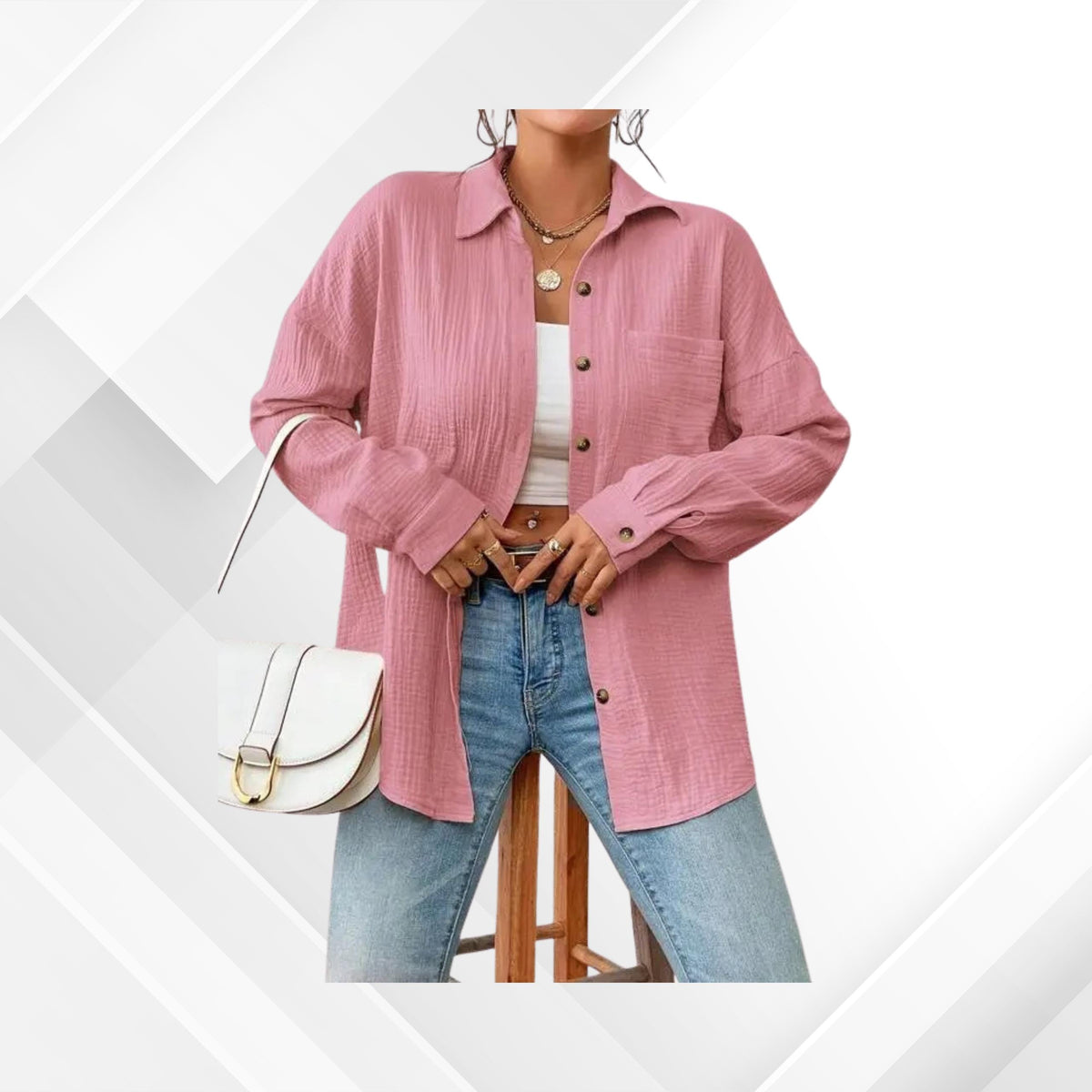 Women Cotton Gauze Shirt Muslin Loose Button Down Casual Elegant Long Sleeve Blouse Top