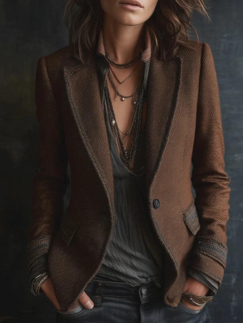 Retro Chic Contrast Edge Trim Tailored Blazer