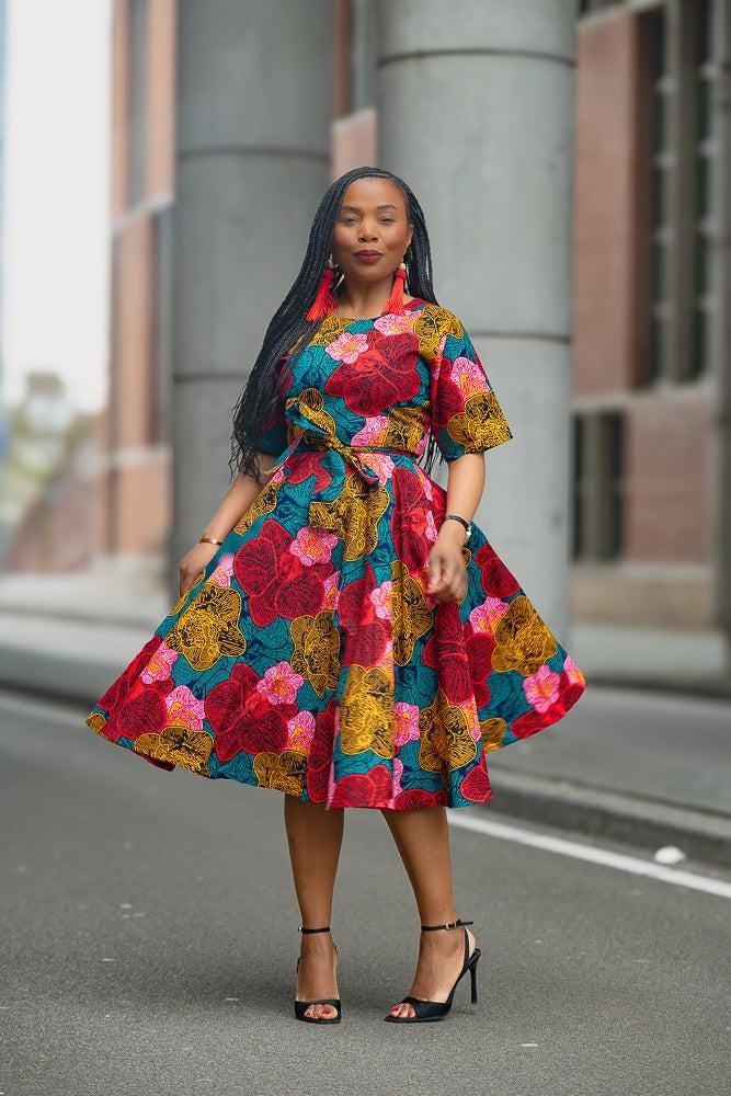 Oluchi Flora Ankara Midi Dress