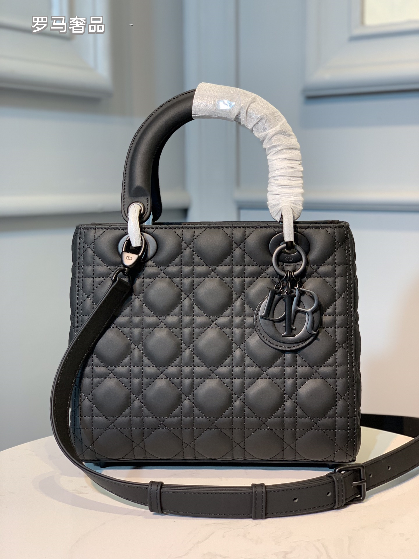 Medium Lady Dior Bag in Black Ultra-Matte Cannage Calfskin