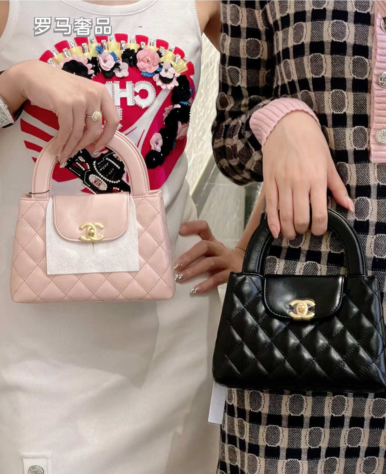 LUUE-TANZON Women's Elegant Quilted Black Leather Top Handle Handbag