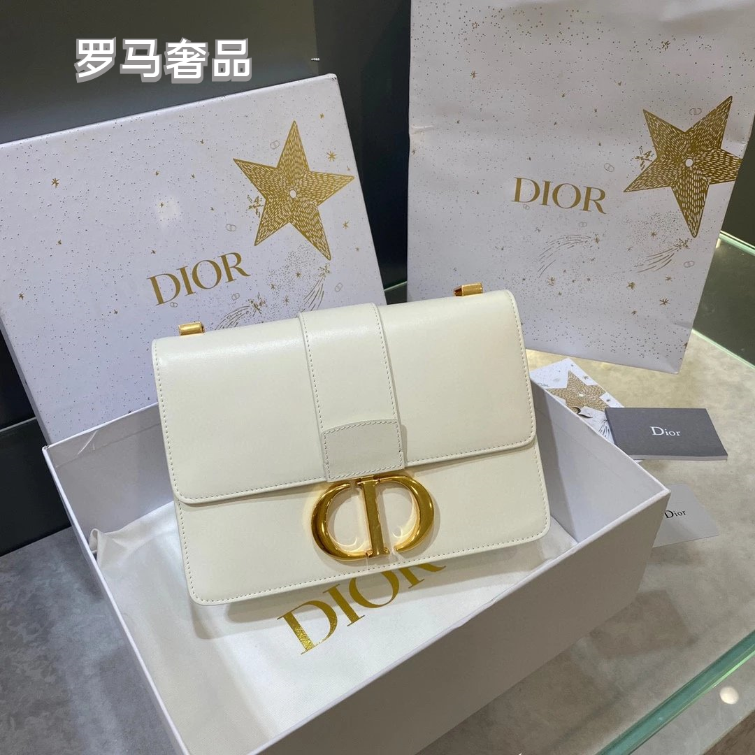 Christian Dior 30 Montaigne Bag in Black Smooth Calfskin with Gold-Finish CD Clasp