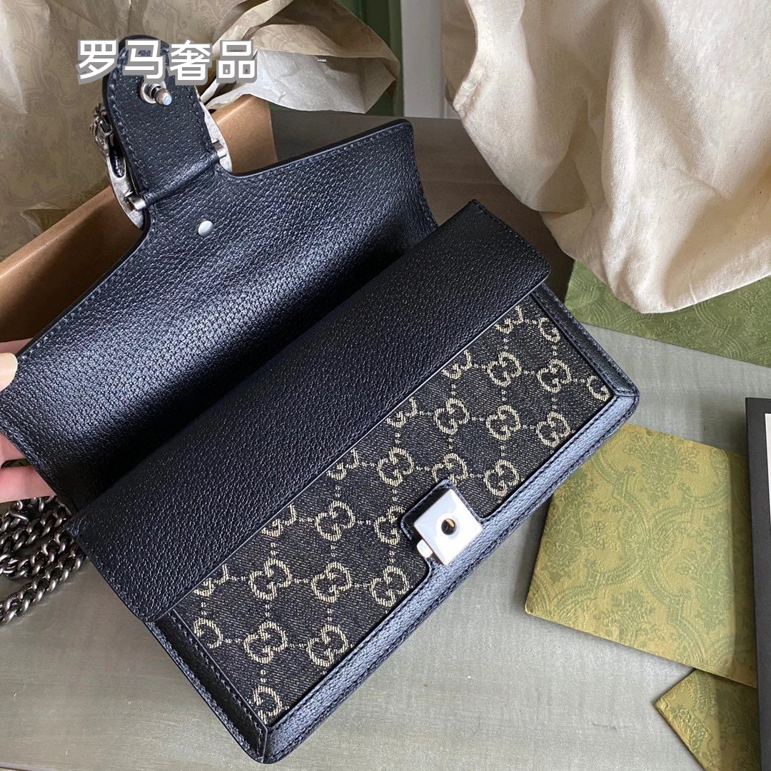 Gucci Dionysus Small GG Supreme Canvas Shoulder Bag - Blue Leather