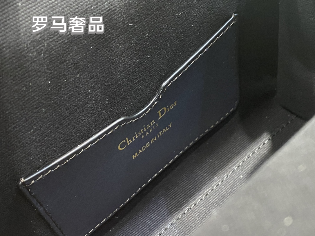 Christian Dior Blue Oblique Canvas Small Top Handle Bag