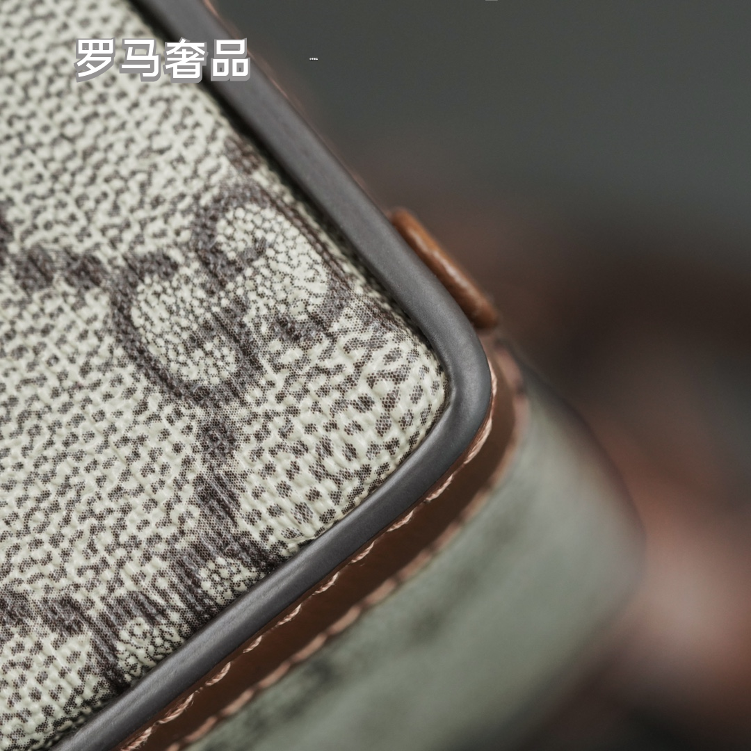 Gucci Horsebit 1955 Mini Bag in GG Supreme Canvas with Brown Leather Trim