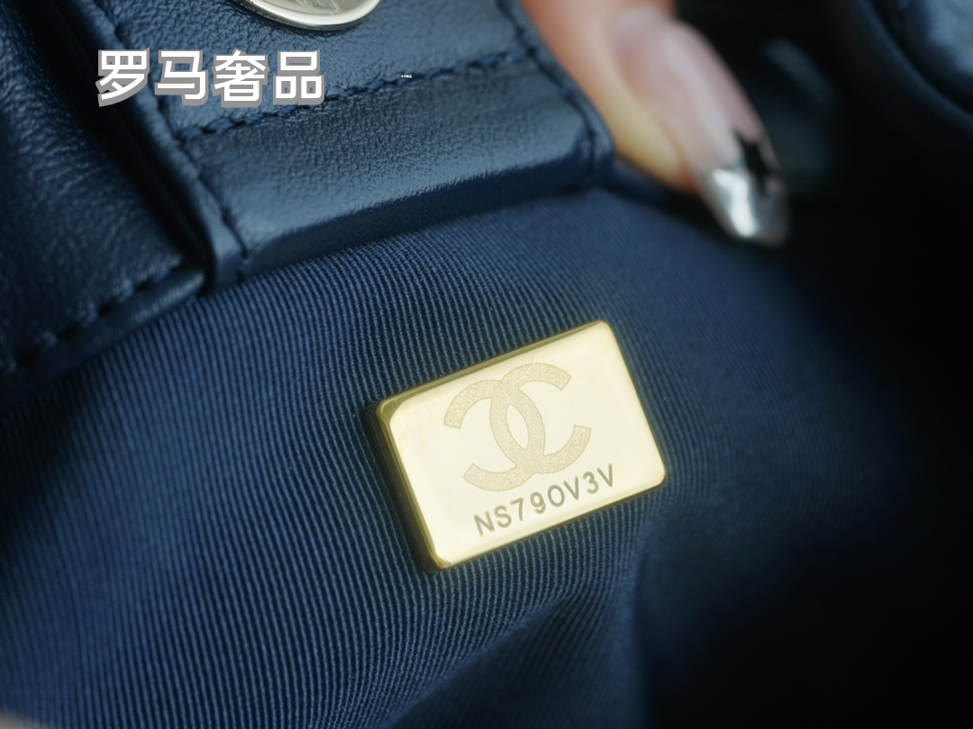 Chanel Navy Quilted Lambskin Leather Backpack with Silver-Tone Hardware