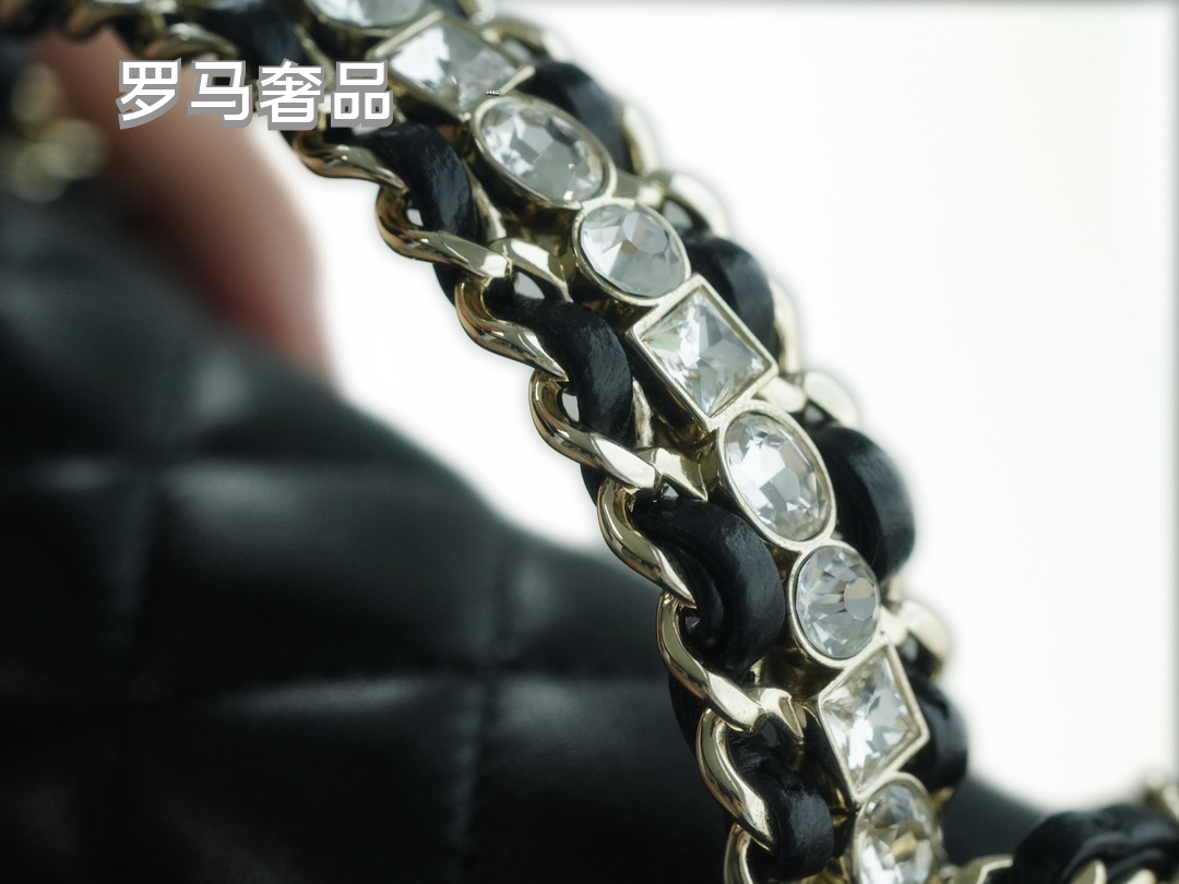 Elegant Black Quilted Leather Top Handle Flap Bag with Silver-Tone Chain