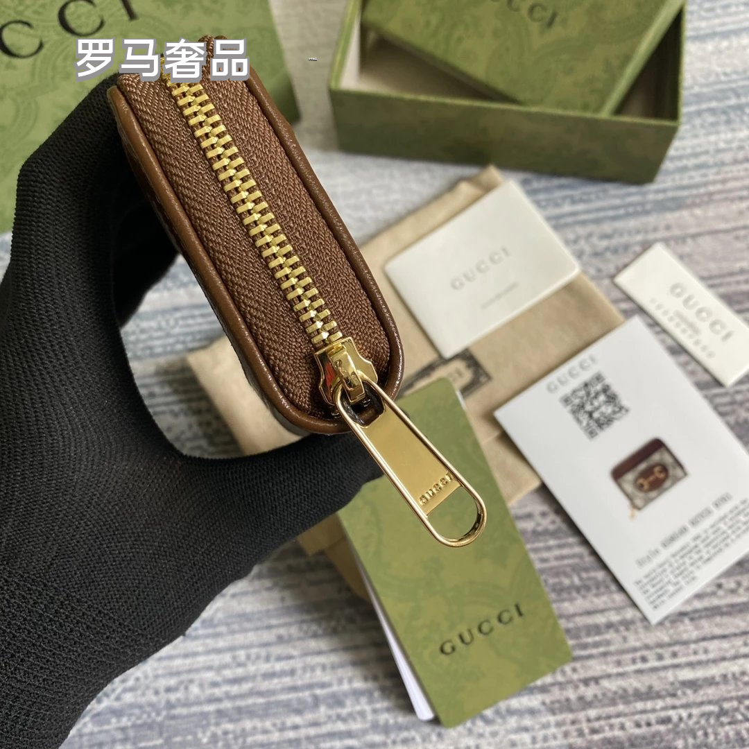 Gucci Ophidia GG Supreme Card Case Wallet with Web Stripe &amp; Double G