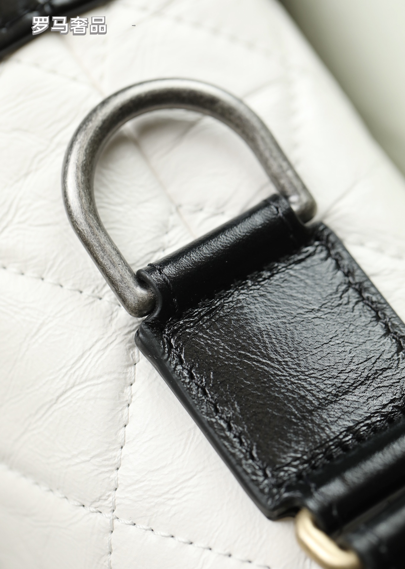 Chanel Small Gabrielle Hobo Bag - White &amp; Black Quilted Aged Calfskin
