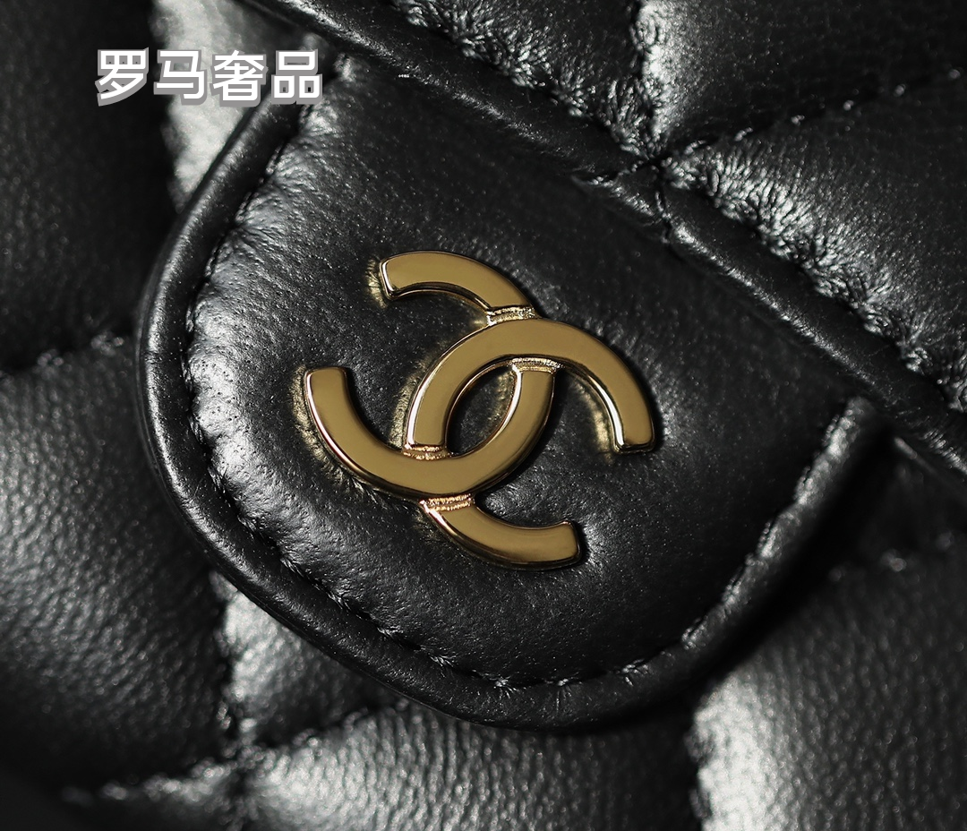 Classic Black Quilted Leather Small Flap Wallet with Gold-Tone Logo