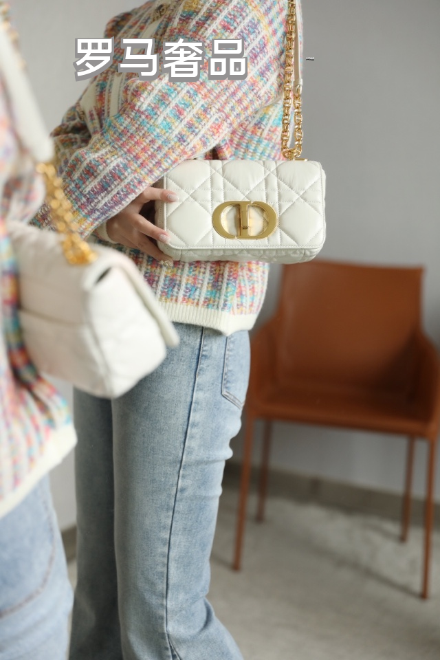 Dior Elegant Black Quilted Leather Shoulder Bag with Gold Buckle