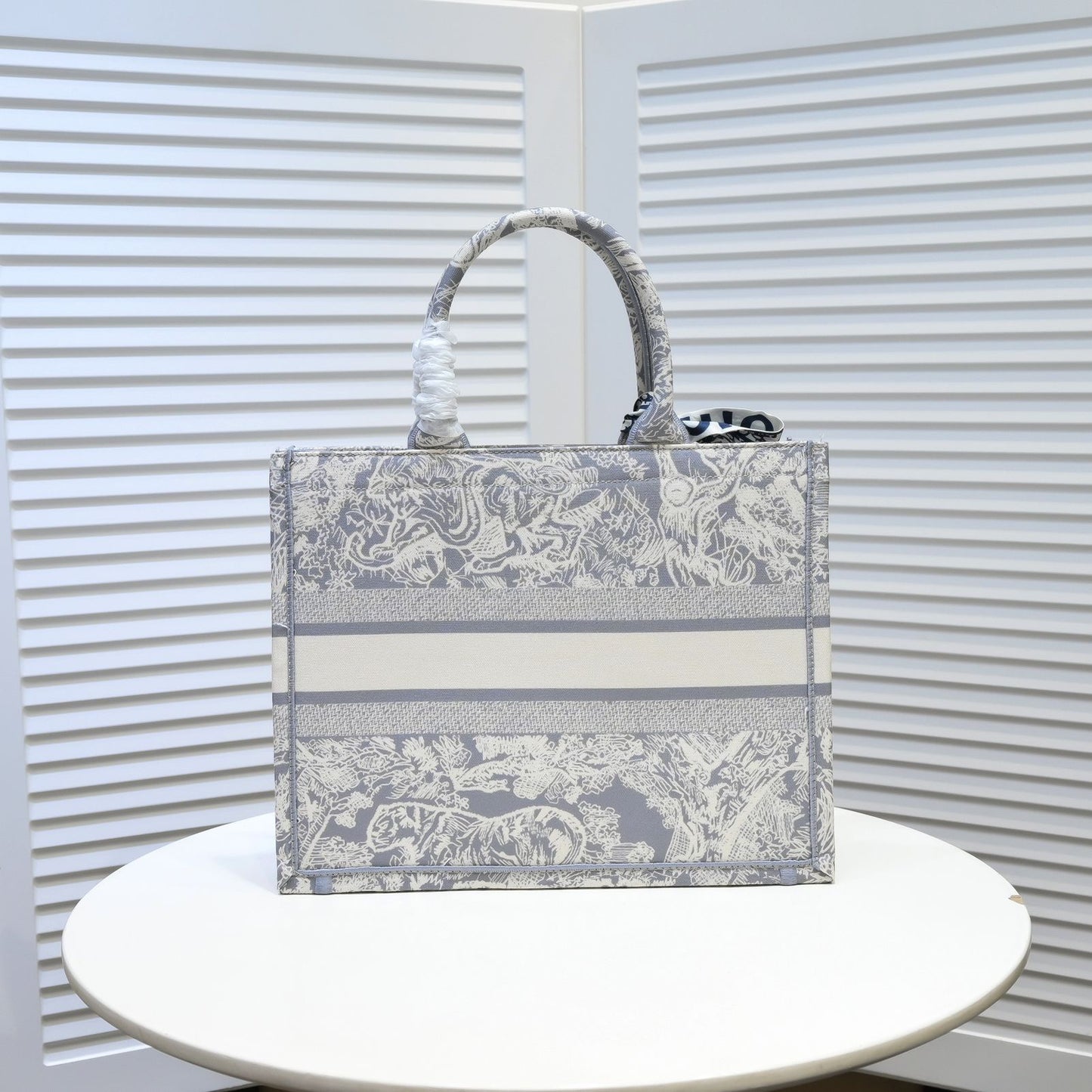 Christian Dior Medium Book Tote - Grey Toile de Jouy Embroidery Canvas Handbag