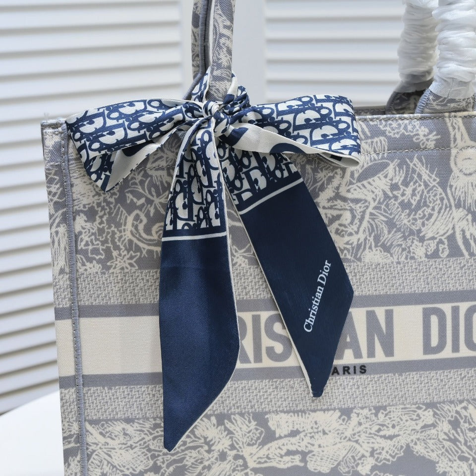 Christian Dior Medium Book Tote - Grey Toile de Jouy Embroidery Canvas Handbag