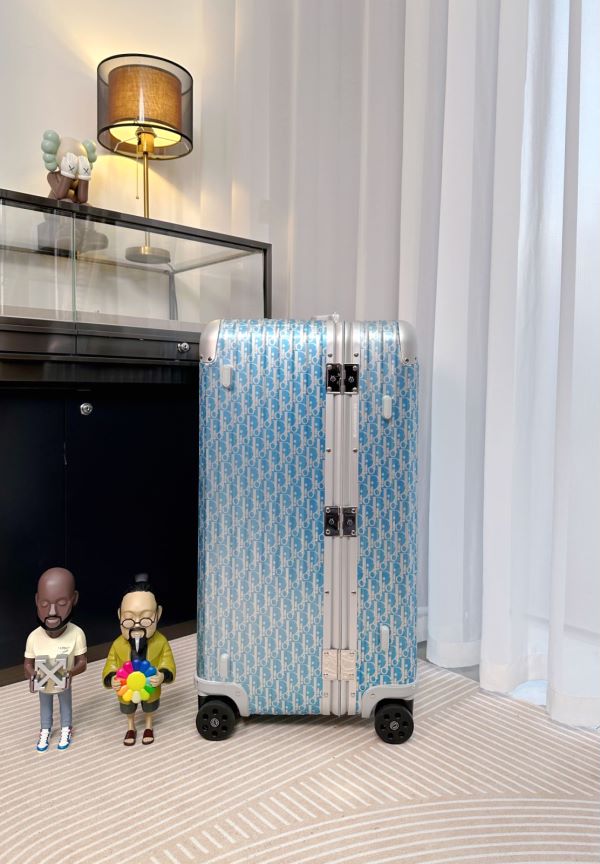 Light Blue Monogram Hardside Spinner Suitcase with Aluminum Trim