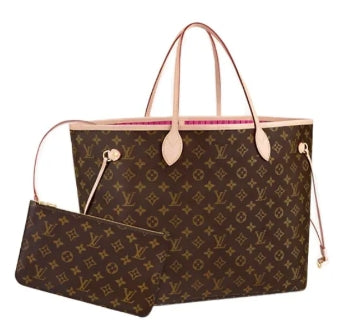 Louis Vuitton Neverfull MM Monogram Canvas Tote Bag with Rose Ballerine Interior