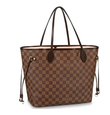 Classic Brown Checkered Tote Bag - Women's Large Canvas Shoulder Handbag