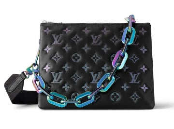 Louis Vuitton Black Monogram Taurillon Leather A7 Pouch with Iridescent Chain