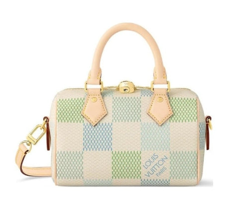 Louis Vuitton Nano Speedy Handbag - Pastel Damier Azur Canvas - Green & Blue