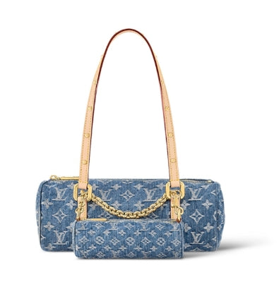 Louis Vuitton Papillon Monogram Denim Shoulder Bag - Blue