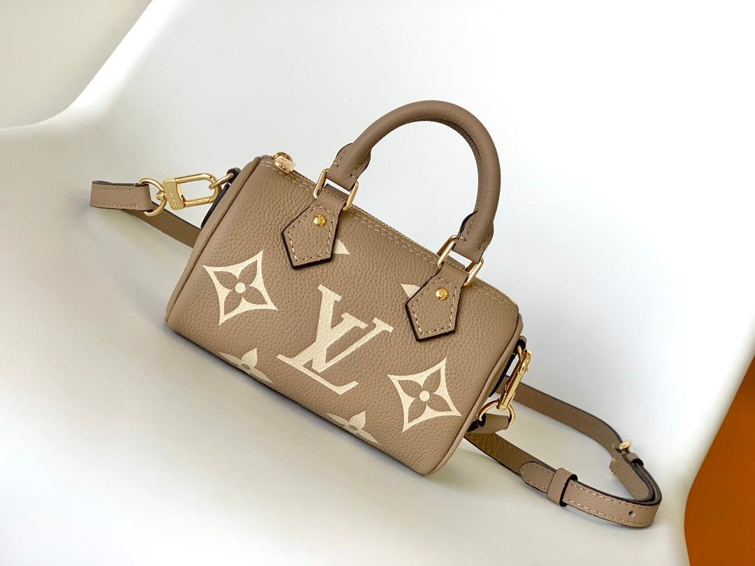 Louis Vuitton Nano Speedy Monogram Empreinte Leather - Bicolor Tourterelle/Crème